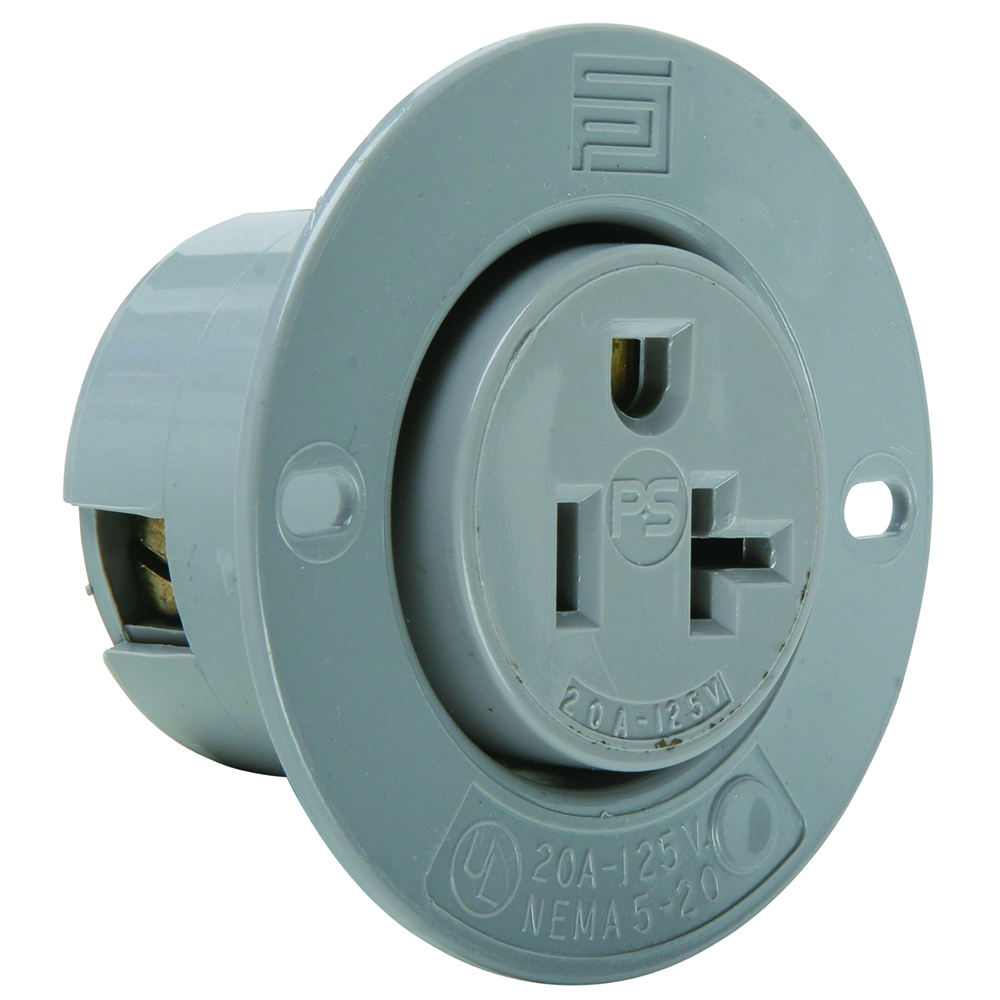 Straight Blade 2pole 3wire 20amp 125volt Flanged Outlet