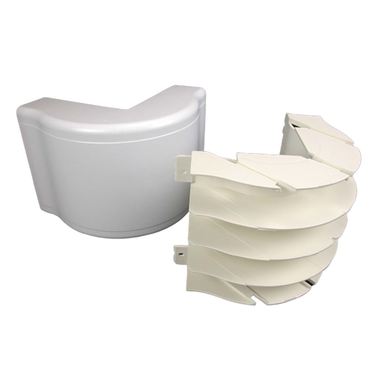 For right angle turns around external corners. Integral dividers provide 2" (51mm) cable bend radius for UTP and Fiber Optic installations. Use this elbow as a radiused alternative to 5418.