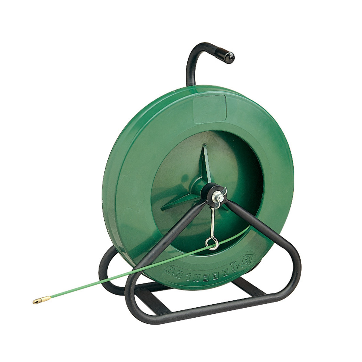 MagnumPRO  Fiberglass Fish Tape 200' x 3/16" (61m x 4.8mm) in Reel Stand.  Non-conductive fiberglass tape with patented low-friction coating for faster and easier fishing.  Perfect for fishing in conduit with wire or cable present.  Advanced comfort handle grip reduces fatigue.  Superior rapid tape pay-out and rewind.  Smaller Fish Eye with offset bend for improved fishing ability.  Improved low profile tip for easy fishing through all sizes of conduit.  Viewing Port gives visibility to remaining tape and ability to remove jobsite debris quickly.  Rugged case design improves drop impact capability.  Flared case with Grip Ridges for no slip handling.  Replaceable tips.  Exclusive, unique, lightweight reel for easy positive feed out and rewind.  Excellent for installation of telecommunications and data communication cables in overhead plenums, above suspended ceilings and under floors.  Fiberglass fish tape is the fastest manual fish tape available.  It is intended for fishing only.  Rope or line is recommended for pulling..