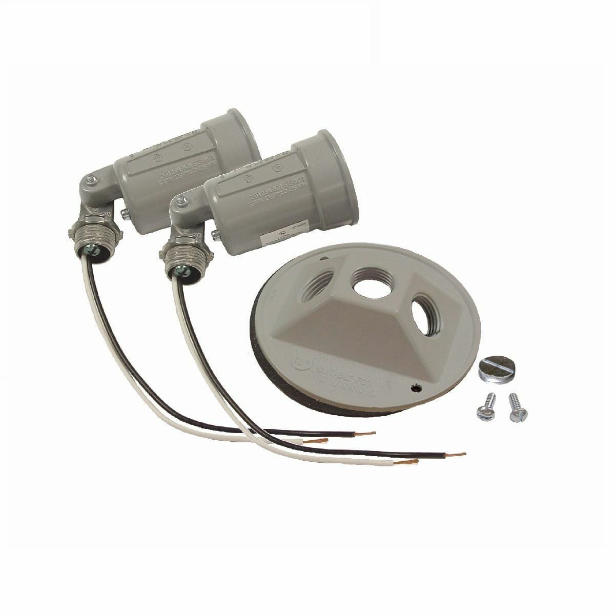 ROUND WP CLUSTER COVER W/(2) LAMPHOLDER GRAY