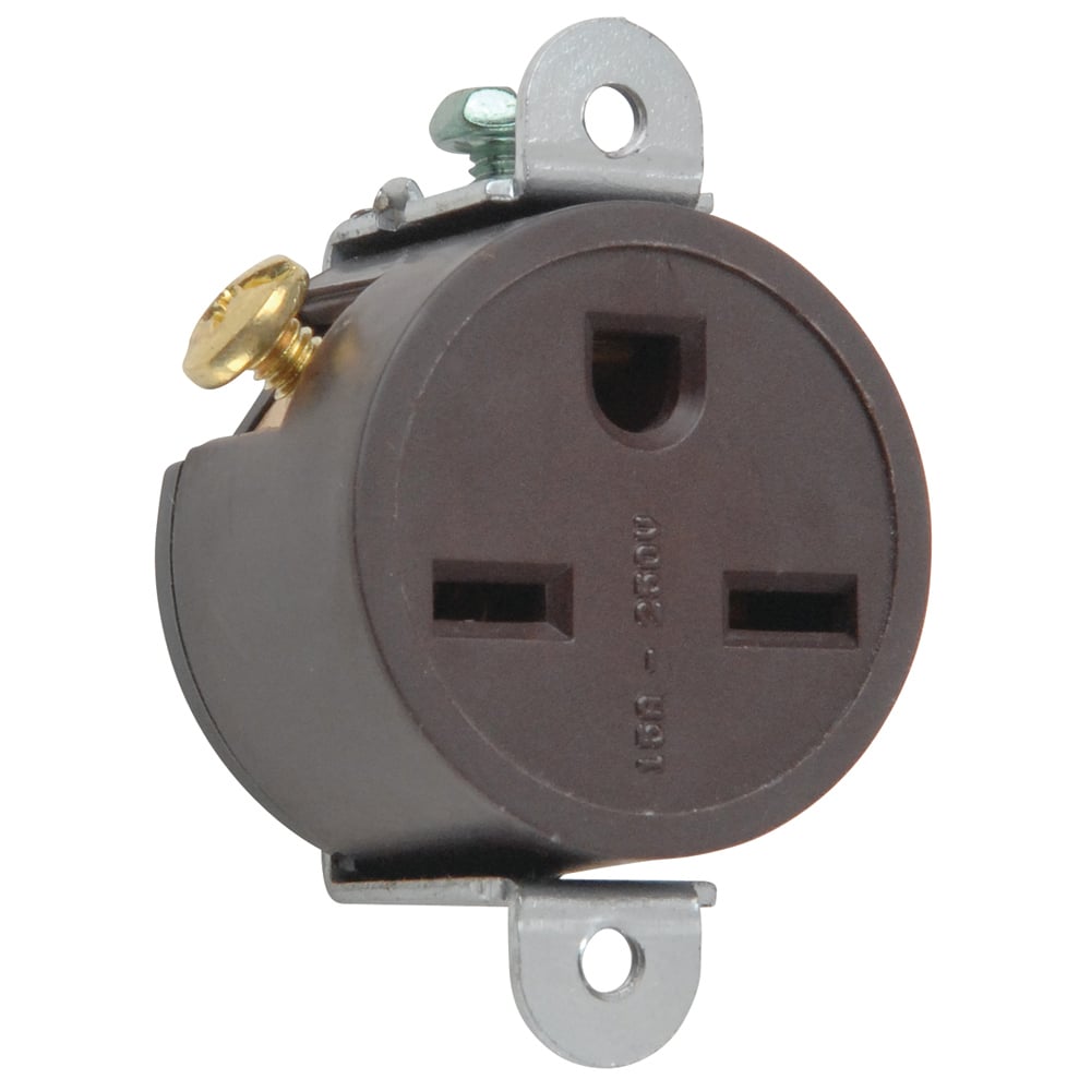Commercial Grade Short Strap Single Receptacle Side Wire 15amp 250volt Brown