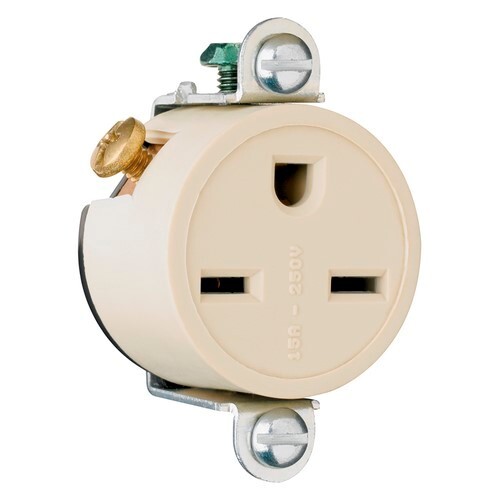 Commercial Grade Short Strap Single Receptacle Side Wire 15amp 250volt Ivory
