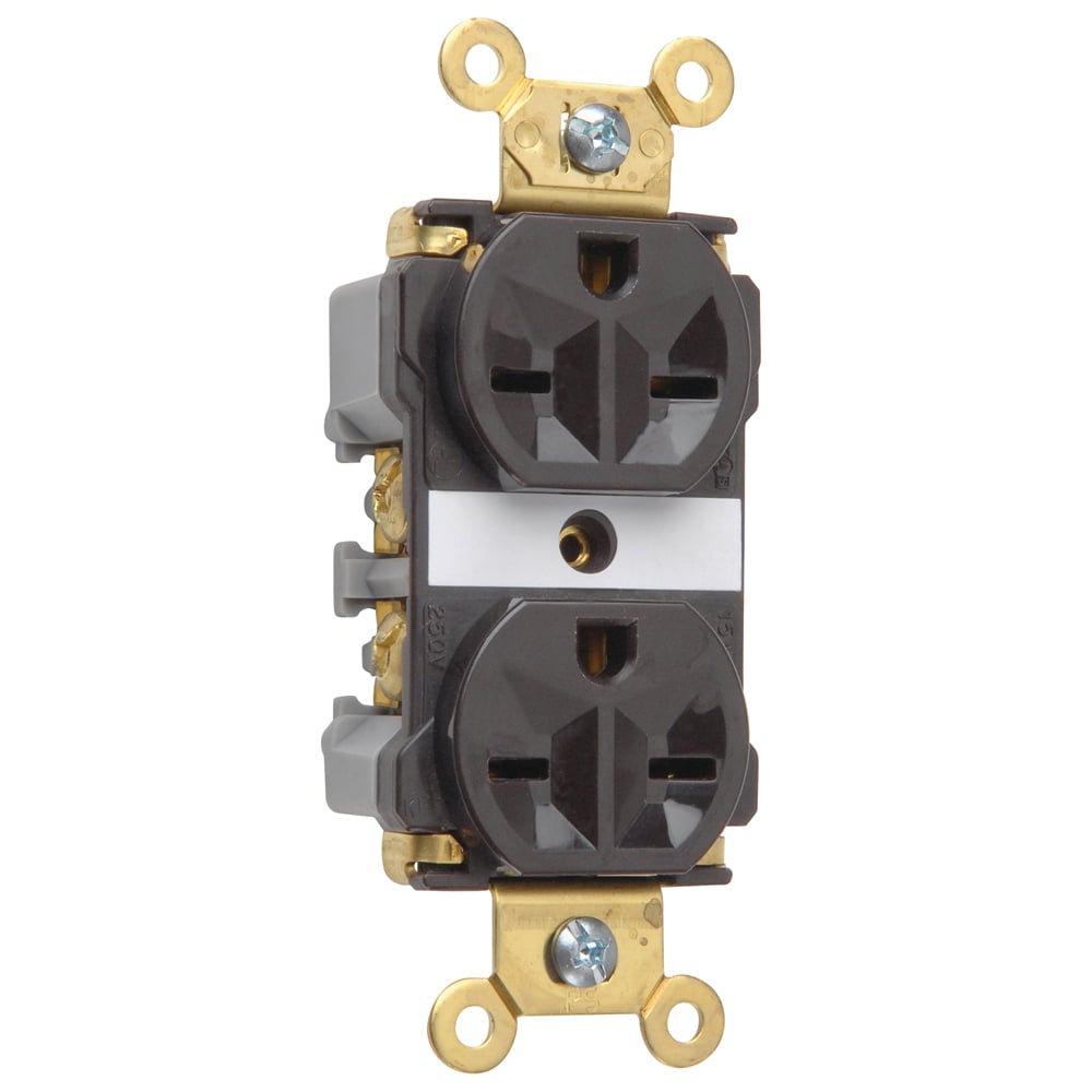 Industrial Extra Heavy-Duty Spec Grade Duplex Receptacle Back and, Side Wire 15amp 250volt Brown