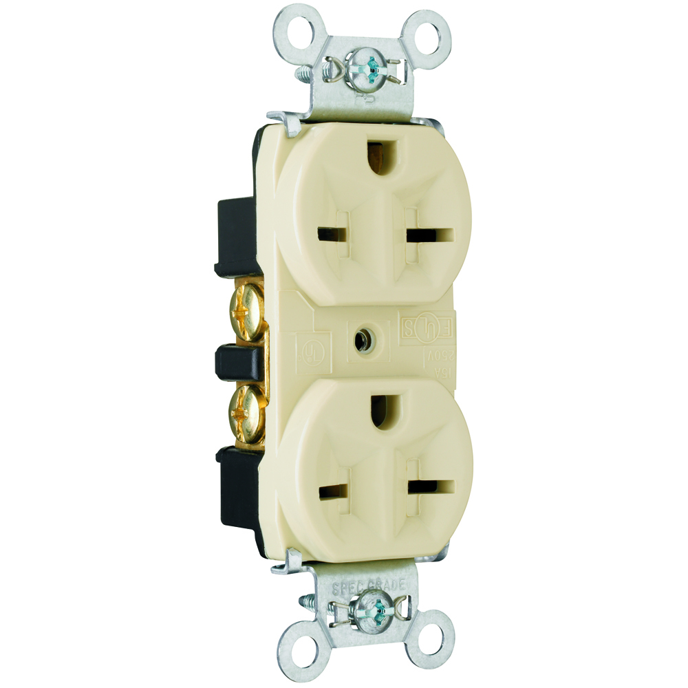 Heavy-Duty Spec Grade Duplex Receptacle Back and, Side Wire 15amp 250volt Ivory