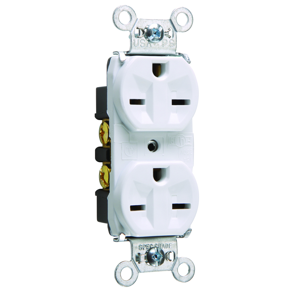 Heavy-Duty Spec Grade Duplex Receptacle Back and, Side Wire 15amp 250volt White
