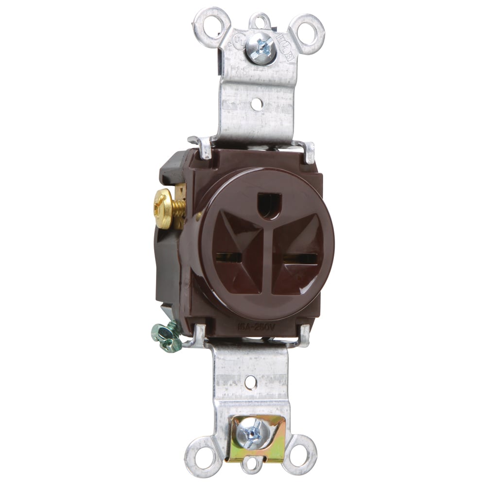 Heavy-Duty Spec Grade Single Receptacle Back and, Side Wire 15amp 250volt Brown