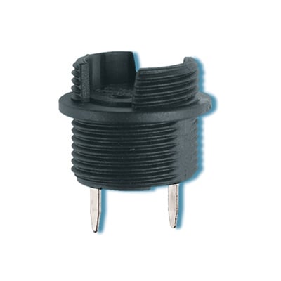 Panel mount fuseholders are available for supplementary or Class CC branch circuit protection.  Class CC fuses have a rejection feature on one end cap which mates with the rejection feature of Littelfuse Class CC fuse blocks and fuseholders to prevent the installation of fuses with lower voltage ratings or interrupting ratings.  Watertight version must be front panel mounted.