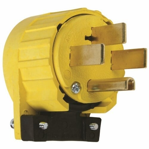 50amp 125/250volt, Angle Plug, Yellow