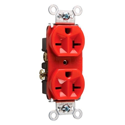 Heavy-Duty Spec Grade Duplex Receptacle Back and, Side Wire 20amp 250volt Red