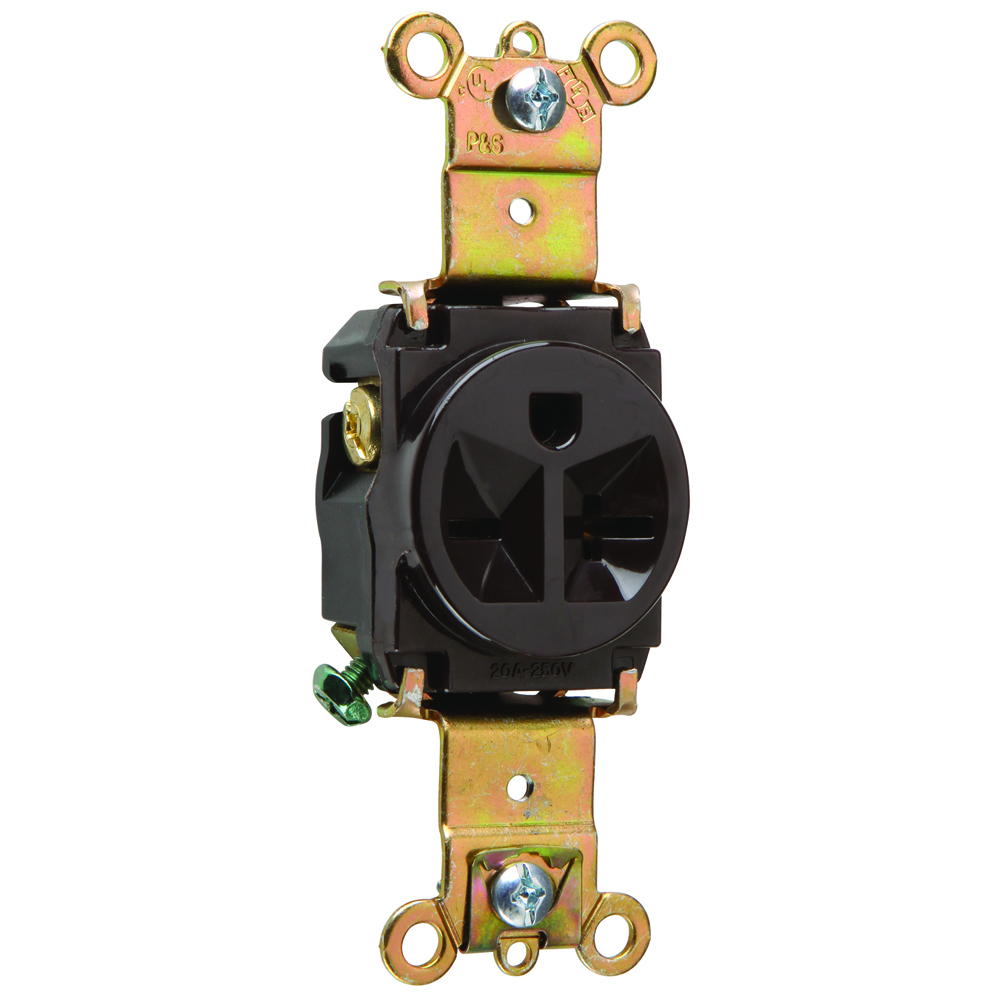 Heavy-Duty Spec Grade Single Receptacle Back and, Side Wire 20amp 250volt Brown