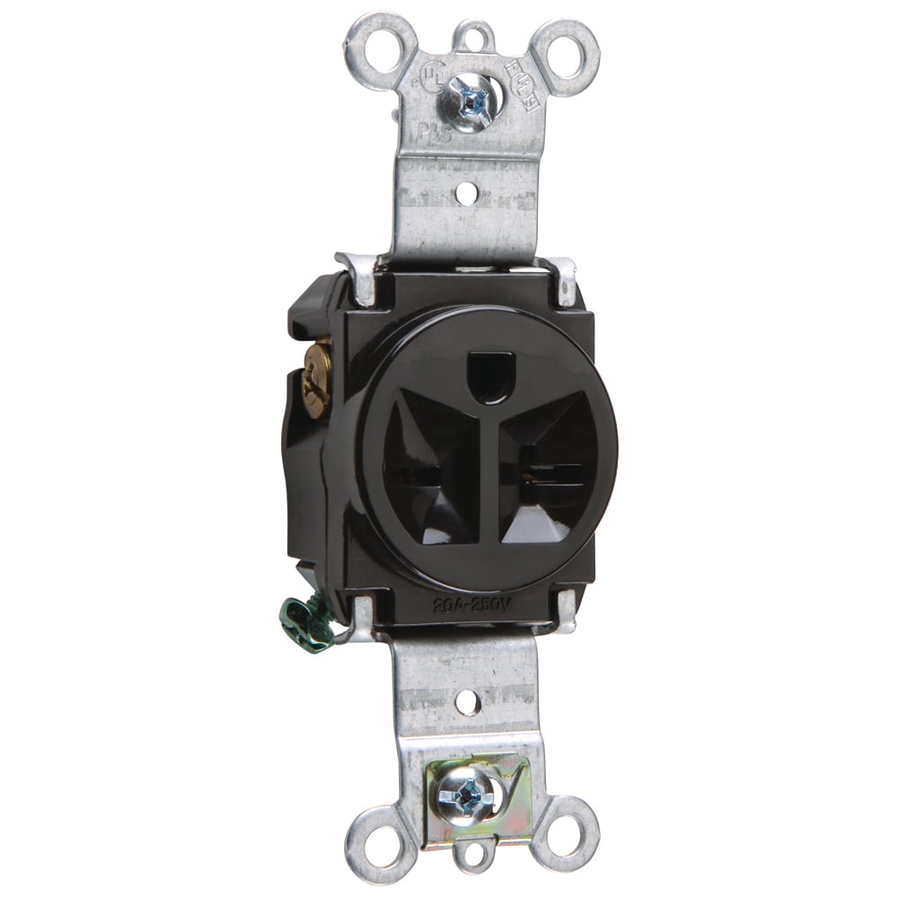 Heavy-Duty Spec Grade Single Receptacle Back and, Side Wire 20amp 250volt Black