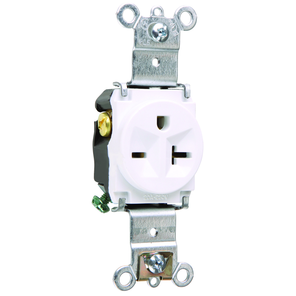 Heavy-Duty Spec Grade Single Receptacle Back and, Side Wire 20amp 250volt White
