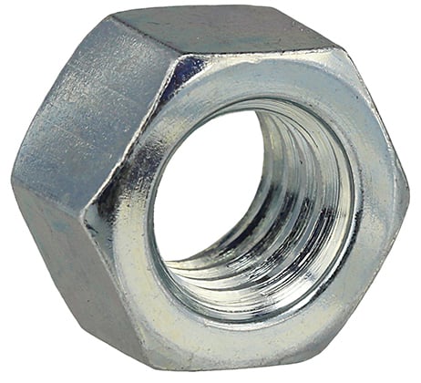 Grade 5 Hex Nut, Steel construction, Zinc Plated Finish, 1/4-20 in. thread size