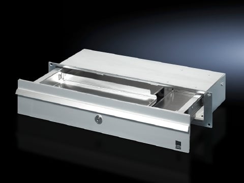 Drawer 482.6 mm (19Zoll)/2 U, for keyboard and mouse, Drawer: With stay, Front panel: With security lock (lock no. 12321) and handle strip