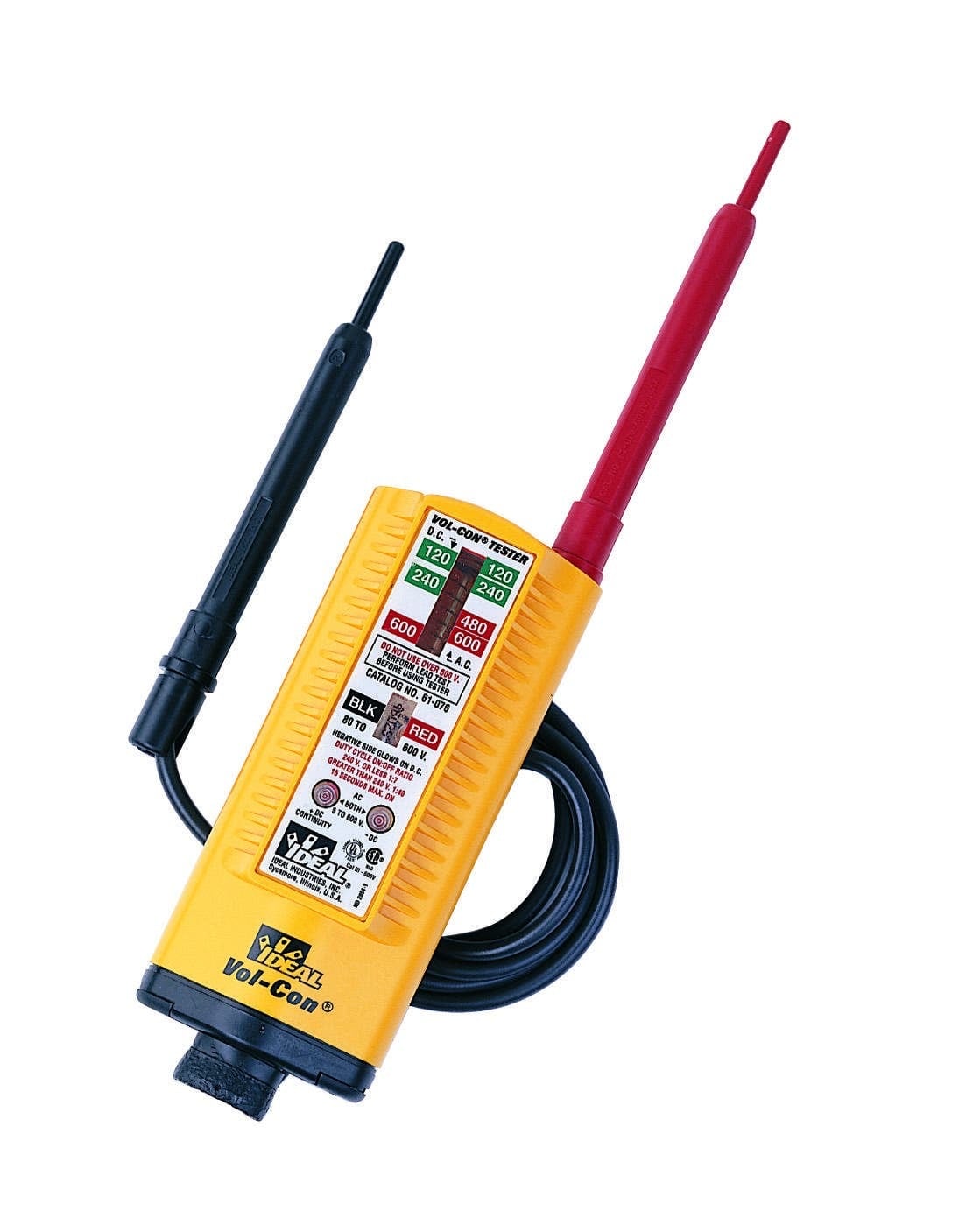 IDEAL, Voltage/Continuity Tester, Vol-Con, Solenoid, Voltage Rating: 5V To 600V AC/DC, Warranty: 2 year