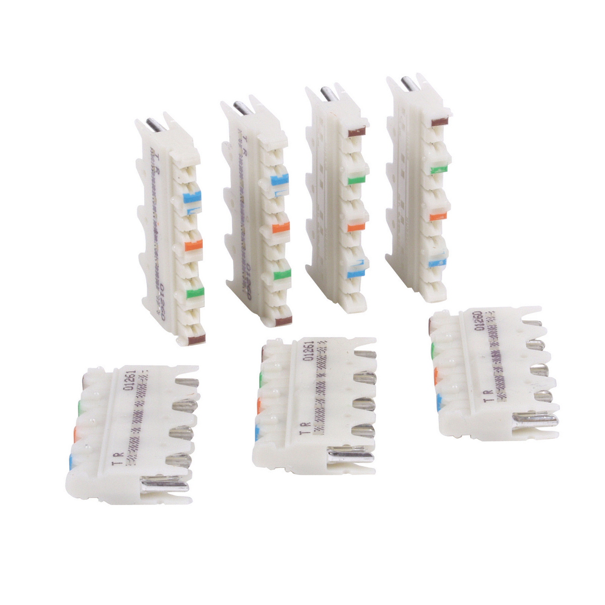 6110CB4PR10 Standard Connecting Block, 110-Style Block, 26 to 22 AWG Wire Gauge, 4 Pair Count, Cat 6, White