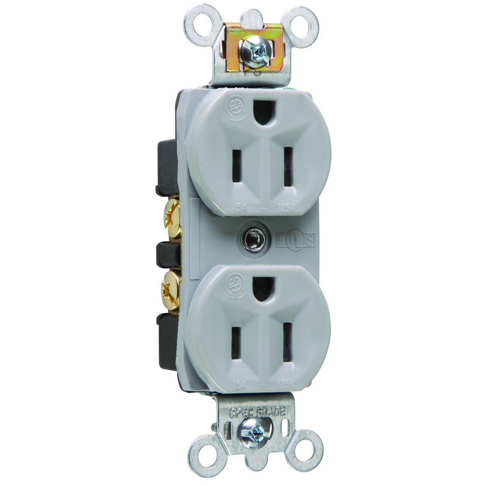 Dust- and, Moisture-Resistant Duplex Receptacle 15amp 125volt Gray