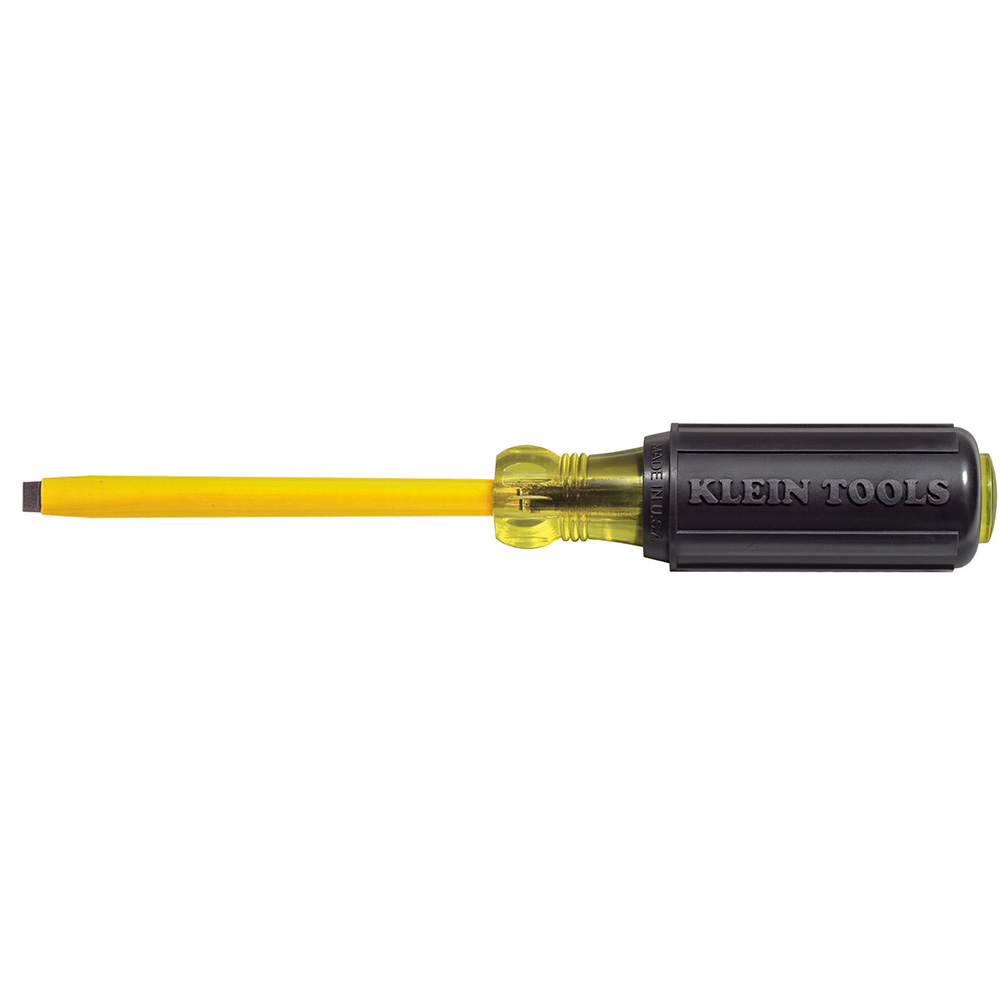 3/6-Inch Coated Cabinet Tip Screwdriver 8-Inch, Plastic coated for circuit protection only. NOT INSULATED