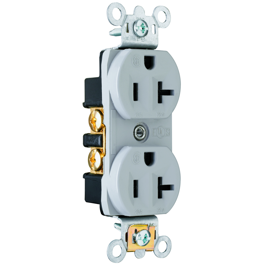 Dust and, Moisture Resistant Duplex Receptacle, 20amp 125volt,Gray