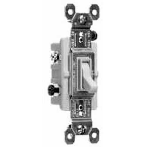 NAFTA-Compliant Triple Pole Switch, Grounded Terminals, 15 amps, 120 volts, Ivory.  Available in bulk packs of 90. Add U to end of Catalog Number. Example: 663IGU