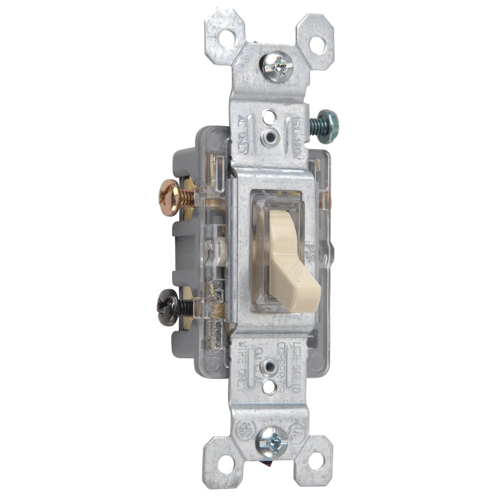 663ISLG 15 Amp,120V Trademaster 3-Way/Illuminated Toggle Switch, Ivory