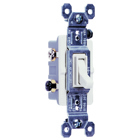 Triple Pole Switch in white, with grounded terminals, is made with a thermoplastic toggle and frame. It has a smooth, quiet toggle action and is made with high-impact resistant construction. 15 amps, 120 volts. Available in bulk packs of 90. Add U to end of Catalog Number. Example: 663WGU