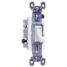 Triple Pole Switch in white, with grounded terminals, is made with a thermoplastic toggle and frame. It has a smooth, quiet toggle action and is made with high-impact resistant construction. 15 amps, 120 volts. Available in bulk packs of 90. Add U to end of Catalog Number. Example: 663WGU