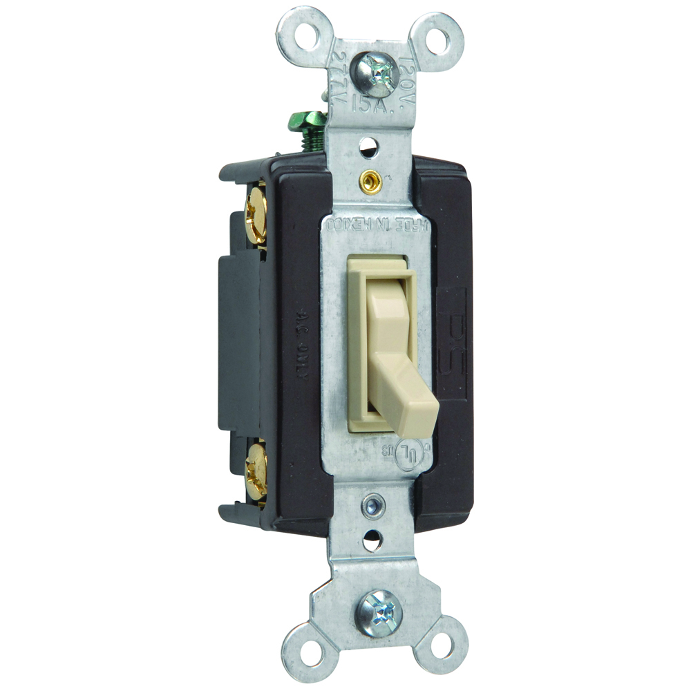NAFTA-Compliant Four-Way Switch, Grounded Terminals, 15 amps, 120 volts, Ivory.