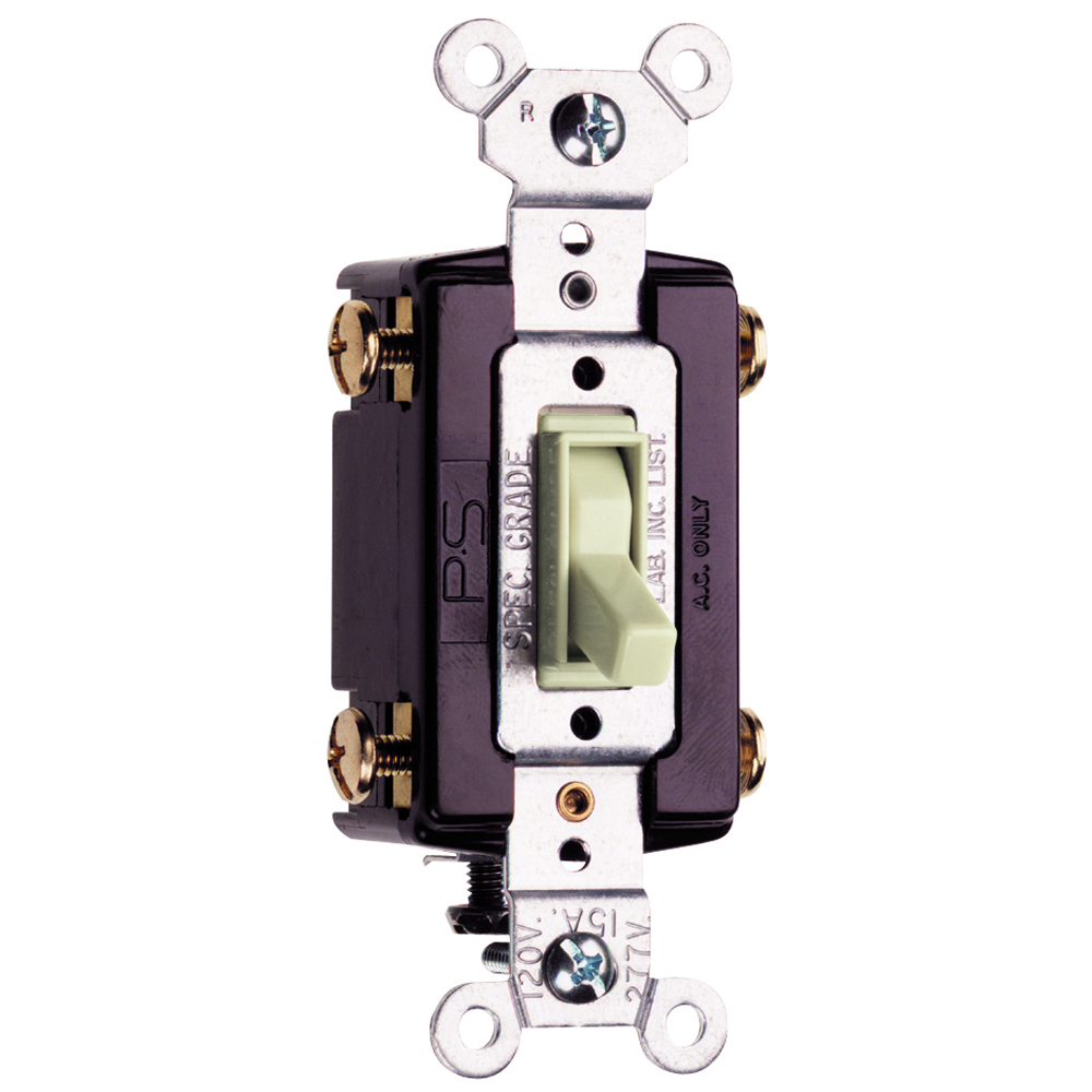 NAFTA-Compliant Four-Way Switch, Grounded Terminals, 15 amps, 120 volts, Light Almond.