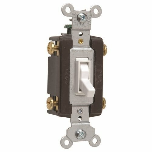 NAFTA-Compliant Four-Way Switch, Grounded Terminals, 15 amps, 120 volts, White.