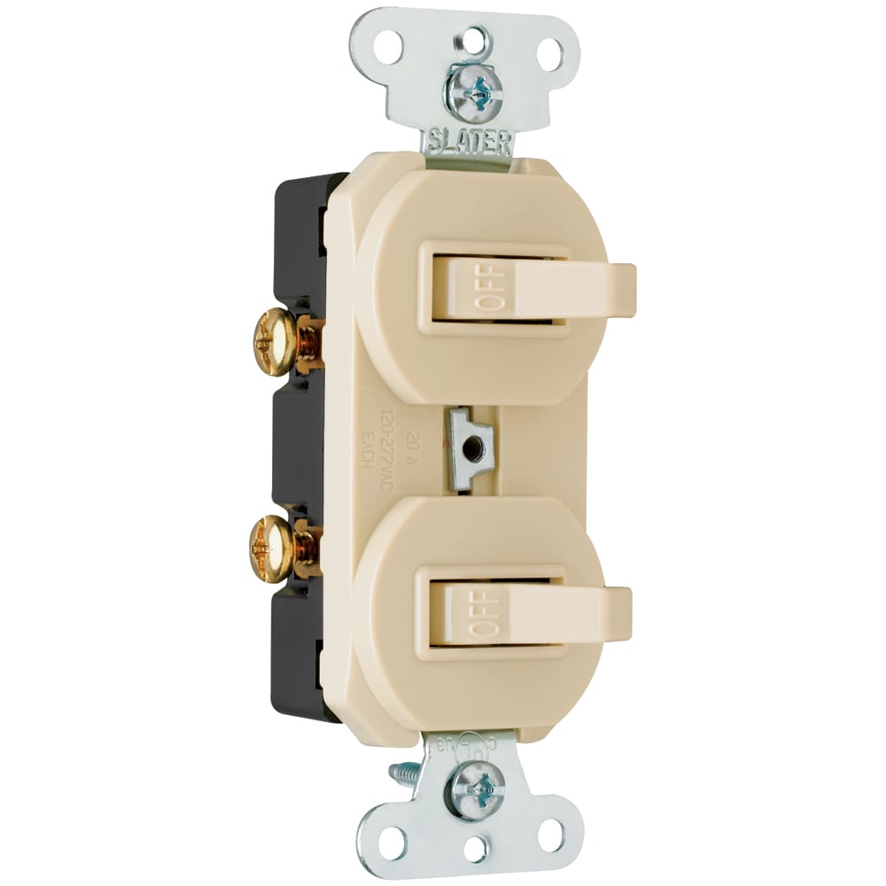 670IG Two Grounding Single-Pole Combination Switches, Ivory