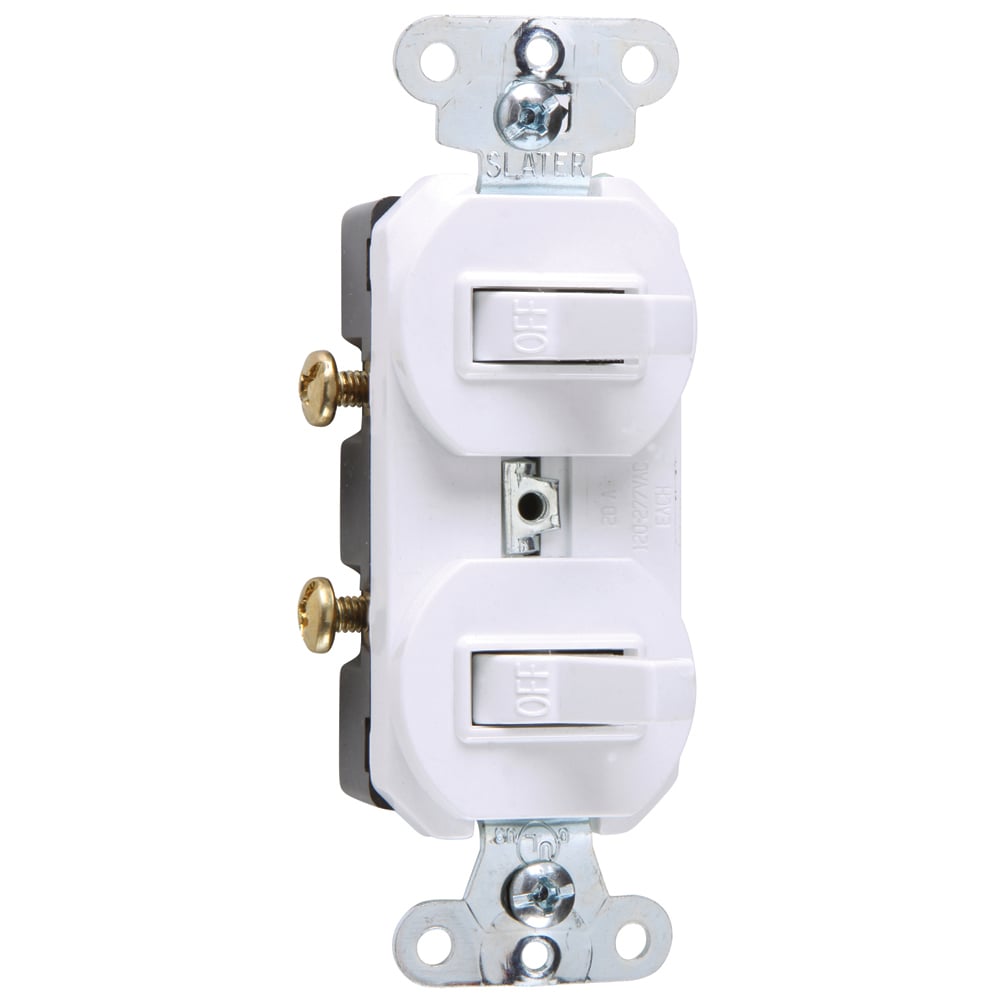 Single Pole, Double Combination Switch, 20 amps, 120/277 volts, White.