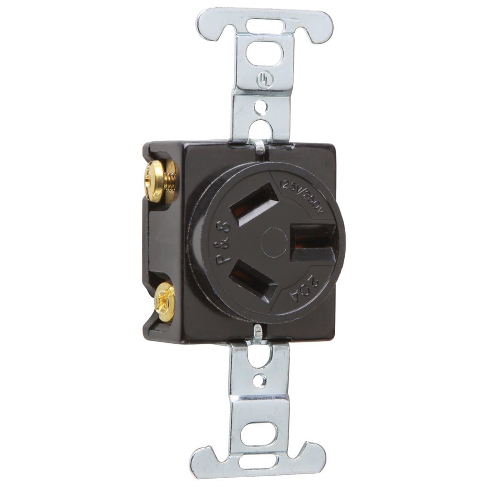 Single Receptacle 3pole 3wire 20amp 125/250volt Black Non Grouding
