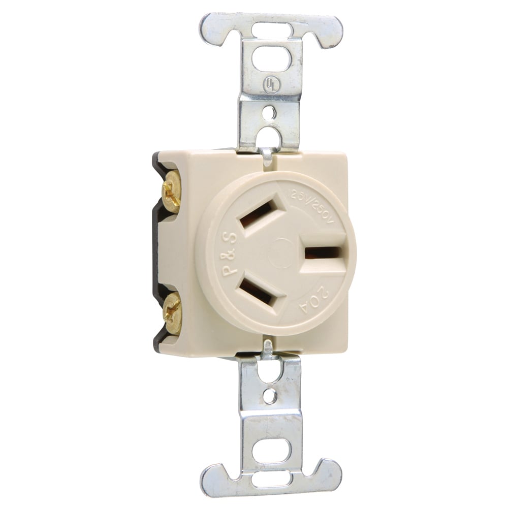 Single Receptacle 3pole 3wire 20amp 125/250volt Ivory