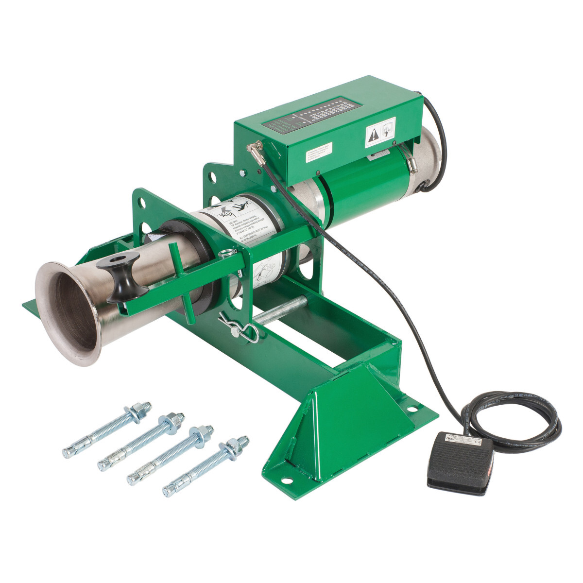 2 Speed Ultra Tugger (UT10-2S) with floor mount is a one-stop-shop: The only 2 speed puller on the market that can shift from high speed/low load pulling to low speed/high load pulling with a simple double tap motion on the foot pedal control switch.  Use for cable pulls requiring high as well as low pulling loads.  The no-load high speed is 16 FT/MINT and is best suited for loads up to 4000 LB where the speed will be 12 FT/MINT.  The no-load low speed is 9 FT/MINT and can be used on loads up to 8000 LB where the speed will be 6 FT/MINT, or a momentary peak capacity of 10000LB.  2-Speed motor that delivers the fastest pulling time for all pulling needs over the widest (10000 LB) range.  Strong, rugged motor designed specifically for both big and small cable pulling applications up to 10000 LB.  Easy control features for increased productivity: On-board force gauge provides visual communication of pulling force and speed changes.  Quick speed change from high speed to low-speed by simply double tapping foot pedal.  Removable foot pedal for convenience.  Sets up in less than 2 minutes and can be used in every pulling situation.  This combination of speed and versatility can increase your productivity, equaling more pulls in a day and delivering greater benefit to your bottom line.