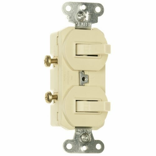 Single Pole, Double Combination Switch, 15 amps, 120/277 volts, With Ground, Ivory.
