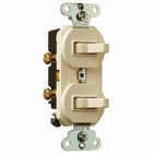 Single Pole, Double Combination Switch, 15 amps, 120/277 volts, With Ground. Light Almond.
