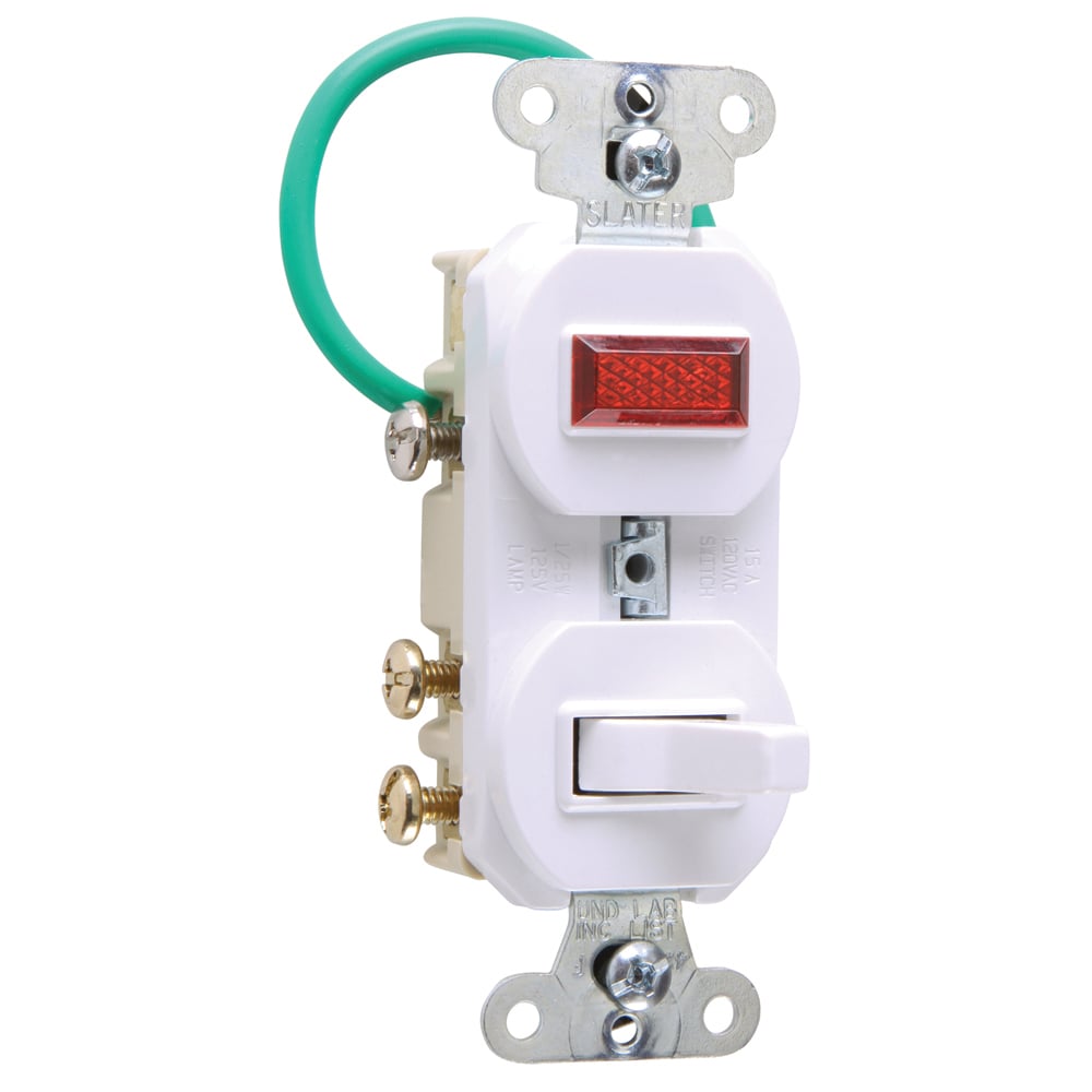 695WG Grounding Three-Way Combination Switch and Pilot Light, White