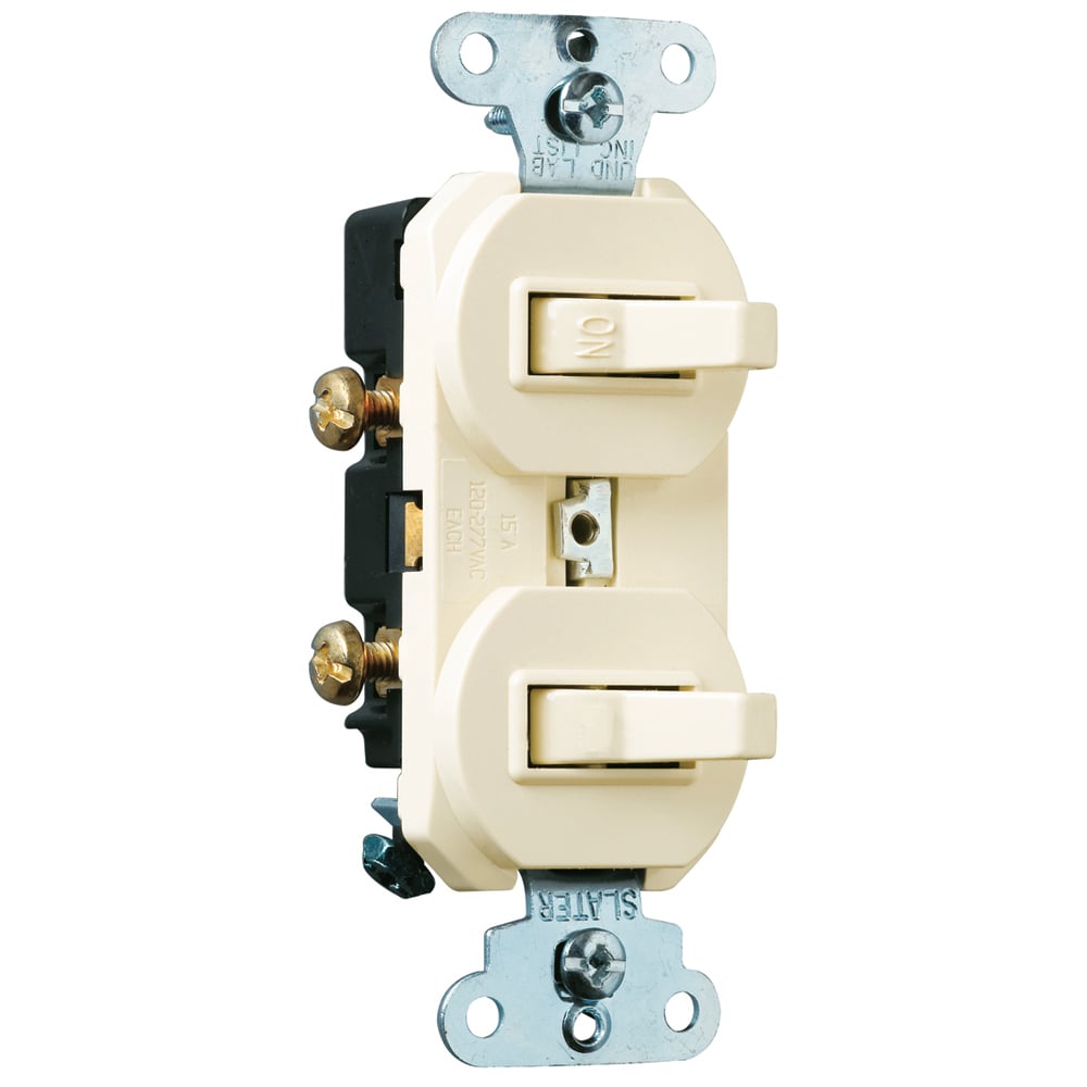 15 amps, 120/277 volts, Single Pole, Three-Way Combination Switch, Grounding, Light Almond.