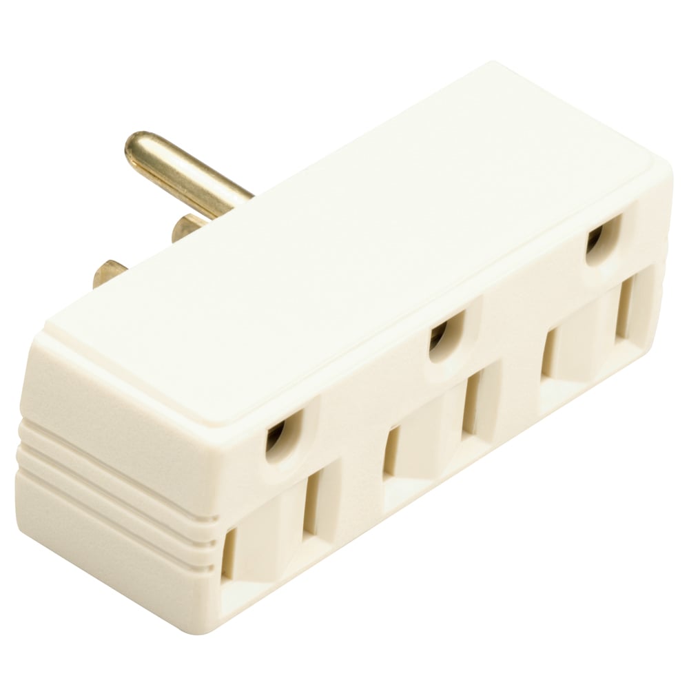 697I 15 Amp/125V Plug-in Adapter, 2 Pole, 3 Wire, Ivory