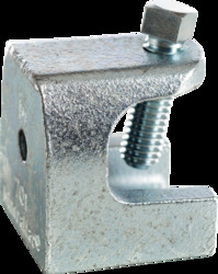 Set Screw Beam Clamp (Malleable Iron), Fits Up to 3/4" Flange, #10-24 Tapped Holes Bottom and Back of Beam Clamp, Zinc Plated
