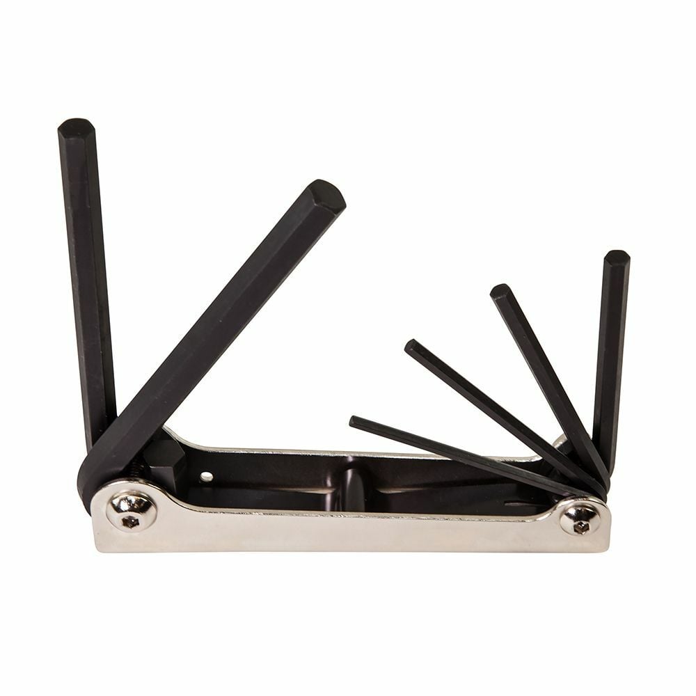 Folding Hex Key Set, 6-Key, Metric Sizes, Folding Hex Keys with two key positions (straight-out or right angle) for extra leverage