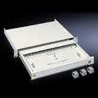 Fibre-optic splicing box with telescopic pull-out, lockable