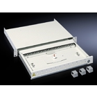 Fibre-optic splicing box with telescopic pull-out, lockable