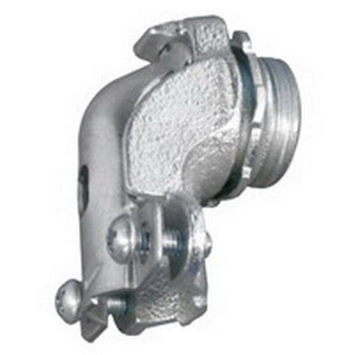 Insulated Throat 90 Degree Connector; 1/2 Inch, Malleable Iron /Steel, Zinc Electroplated