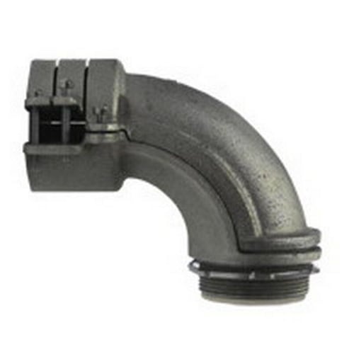 Insulated Throat 90 Degree Connector; 2 Inch, Malleable Iron, Zinc Electroplated