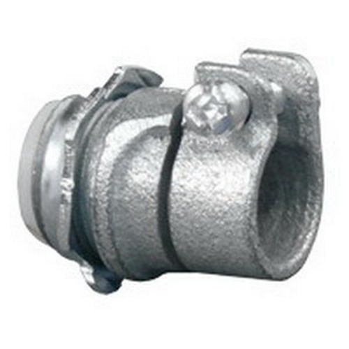 Flexible Metal Conduit Straight Connector with Insulated Throat, 3/4 inch, Malleable Iron, Zinc Electroplated