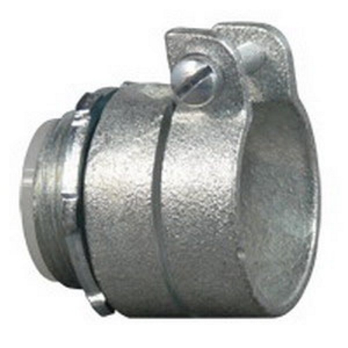 Flexible Metal Conduit Straight Connector with Insulated Throat, 1 inch, Malleable Iron, Zinc Electroplated