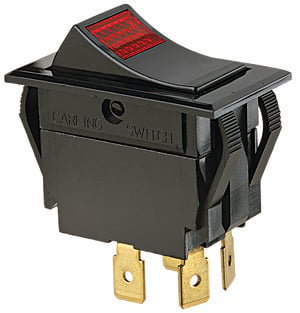 IDEAL, Rocker Switch, Full-Size, On-Off, Voltage Rating: 125, 250 VAC, Amperage Rating: 15, 10 AMP, Number Of Poles: 2, Action: DPST, Connection: Spade, 4 Terminals, Size: 1.700 IN Length X 0.970 IN Weight X 190 IN Height, Mounting: 0.830 IN X 1.450 IN Hole, Operating Temperature: 32 To 185 DEG F, Hp Rating: 3/4 HP At 125 To 250 VAC, Panel Thickness: 0.125 IN