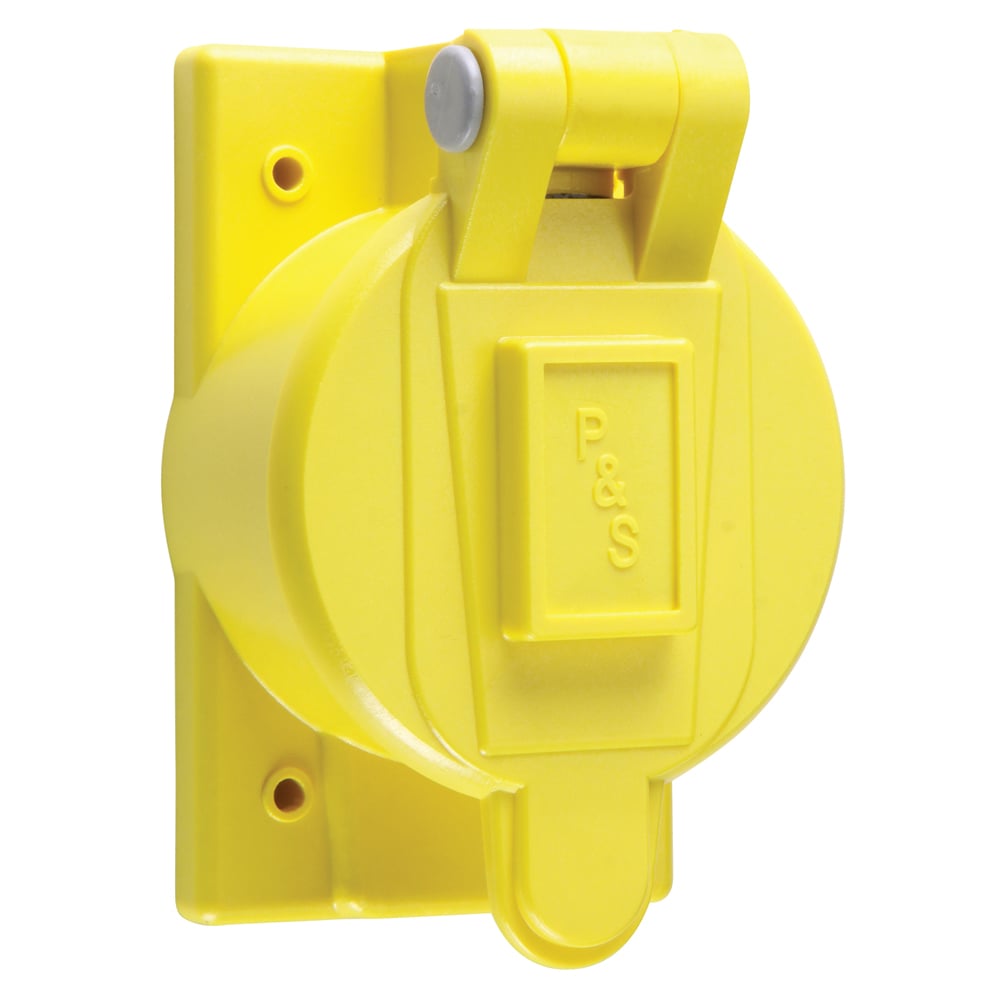 Thermoplastic Weatherproof Cover,2.38 Diameter Opening to Accommodate50 AmpTurnlok (non-lockout), Yellow